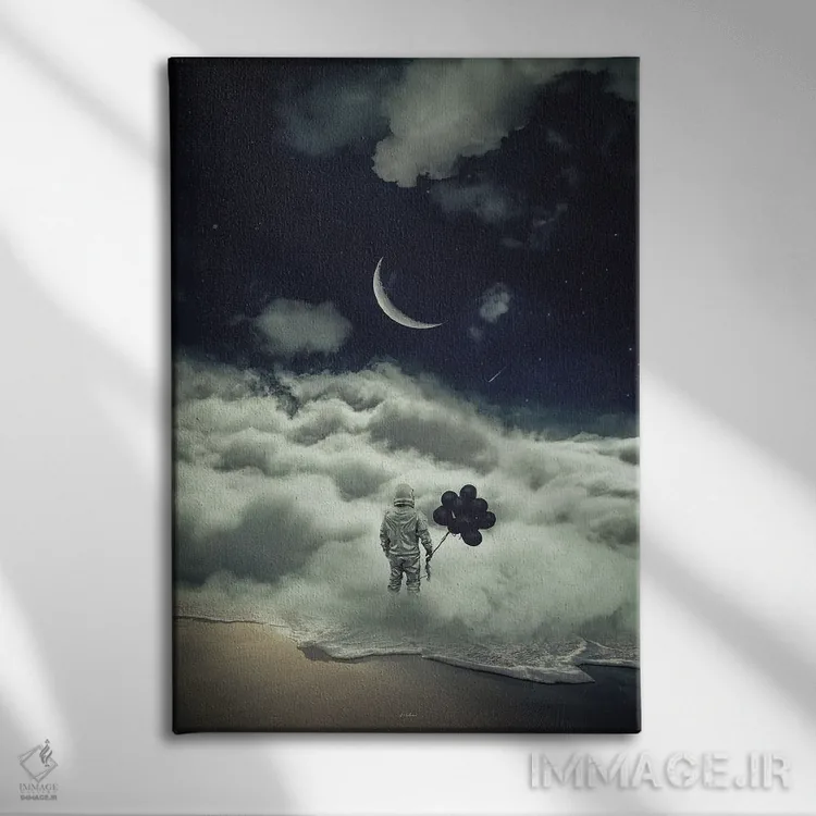 تابلو دکوراتیو به ماه نشانه برو، حتی اگر به آن نرسی در میان ستارگان فرود می… اثر راب هاکمو - نمای روبهرو روی دیوار