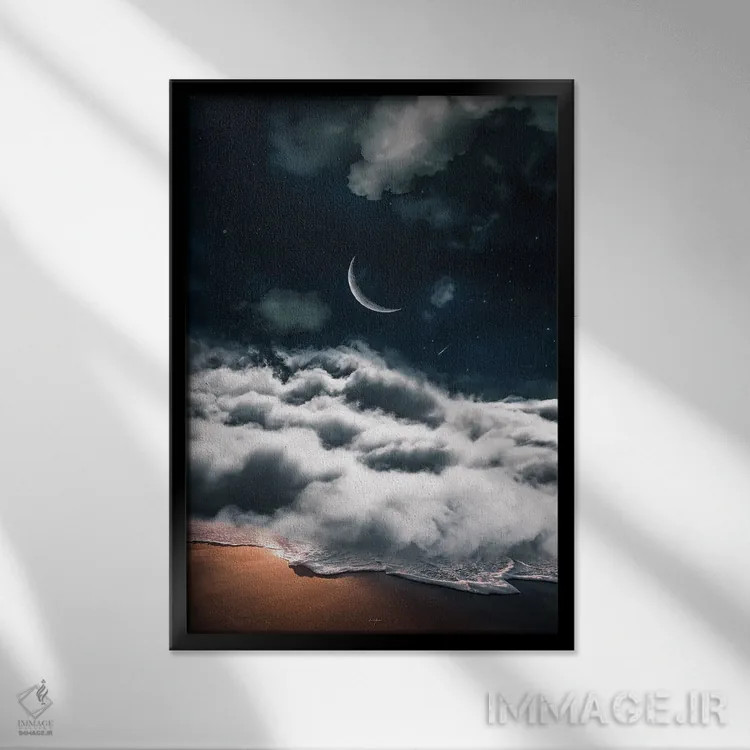 تابلو دکوراتیو به ماه شلیک کن. حتی اگر به آن نرسی، میان ستارگان فرود خواهی آ… اثر راب هاکمو - نمای قابدار مشکی