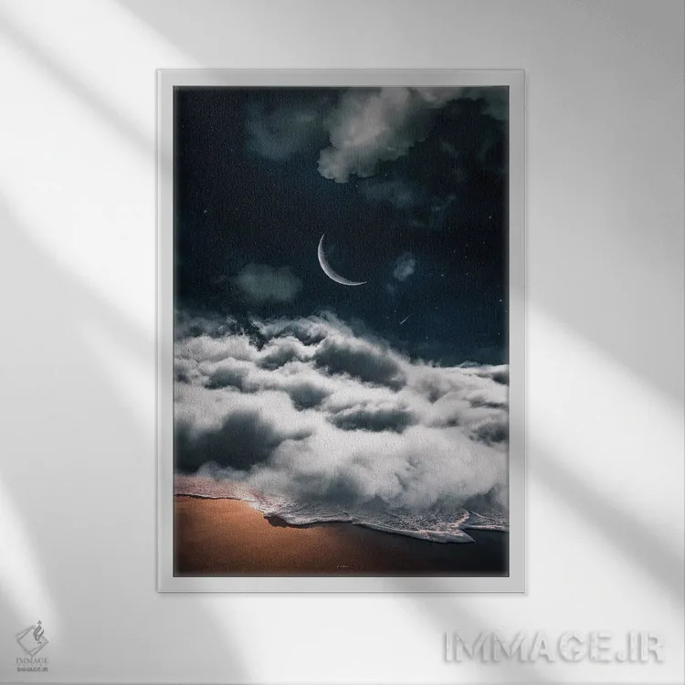 تابلو دکوراتیو به ماه شلیک کن. حتی اگر به آن نرسی، میان ستارگان فرود خواهی آ… اثر راب هاکمو - نمای قابدار سفید