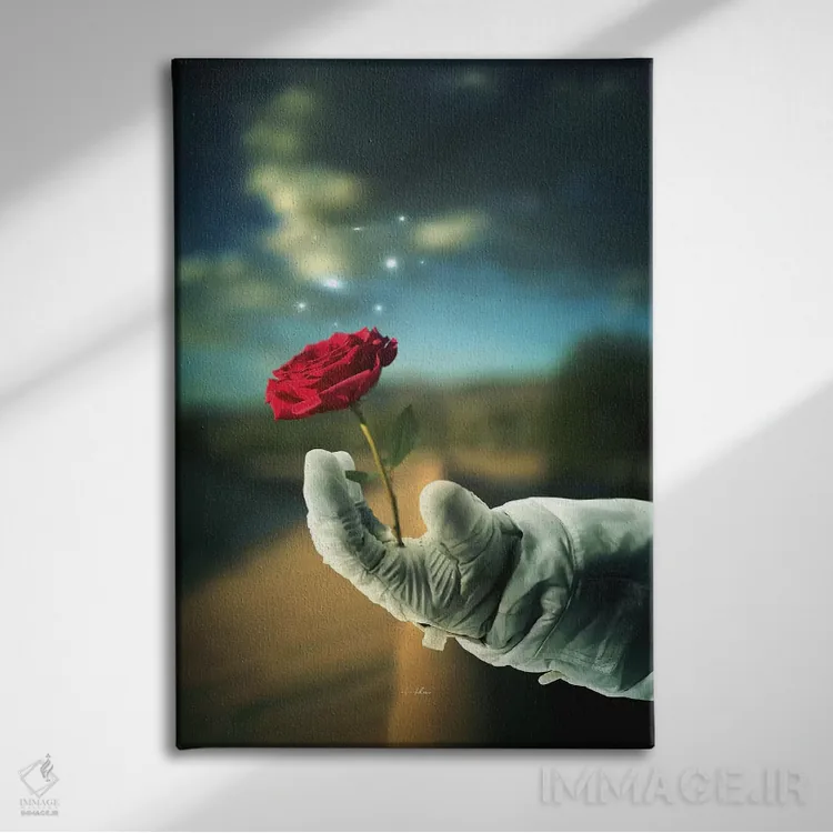 تابلو دکوراتیو خار و گل سرخ اثر راب هاکمو - نمای روبهرو روی دیوار