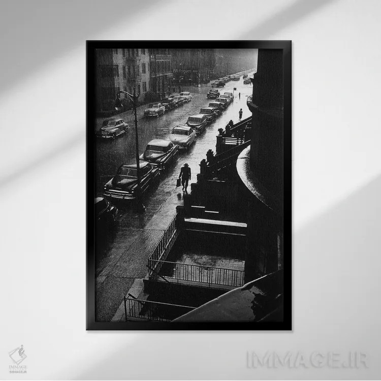 تابلو دکوراتیو 1952),مردی در باران اثر روث اورکین - نمای قابدار مشکی