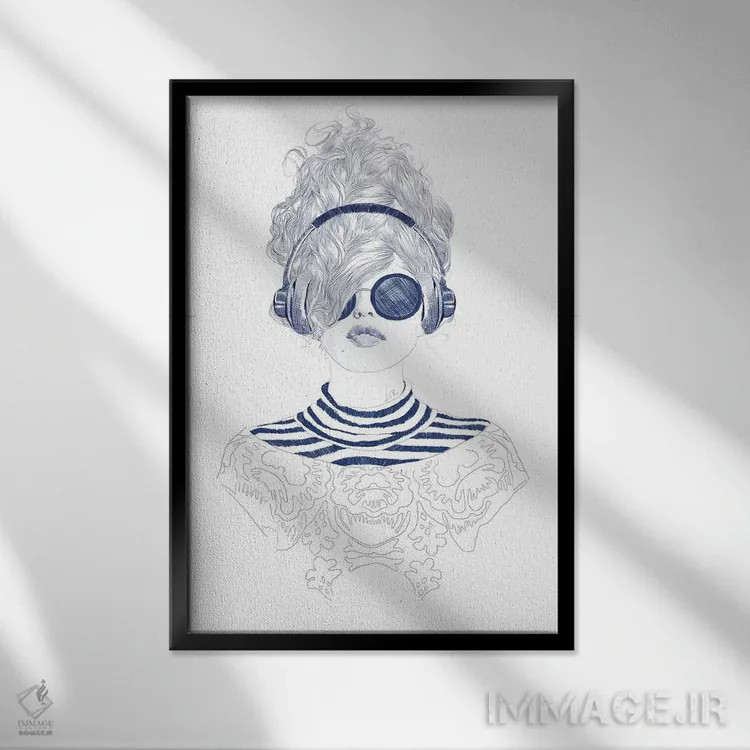 تابلو دکوراتیو نوازش شاد اثر جنی روم - نمای قابدار مشکی