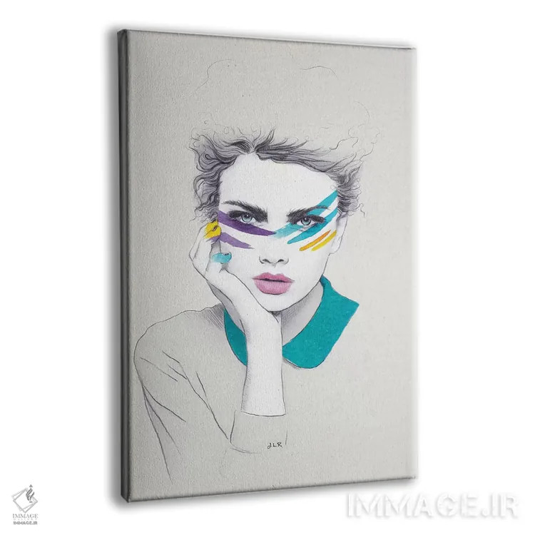 تابلو دکوراتیو سالی با رنگ جنگی اثر جنی روم - نمای پرسپکتیو محصول