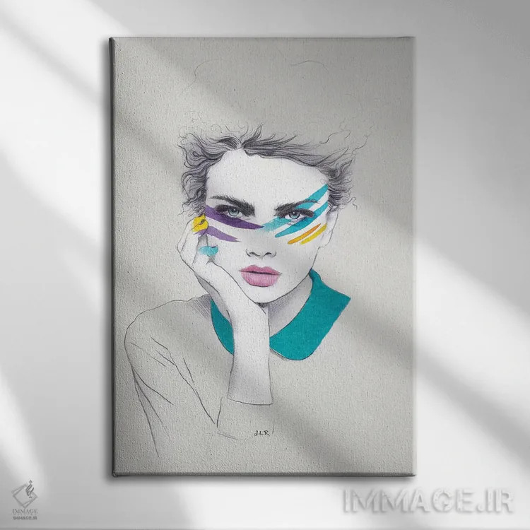 تابلو دکوراتیو سالی با رنگ جنگی اثر جنی روم - نمای روبهرو روی دیوار