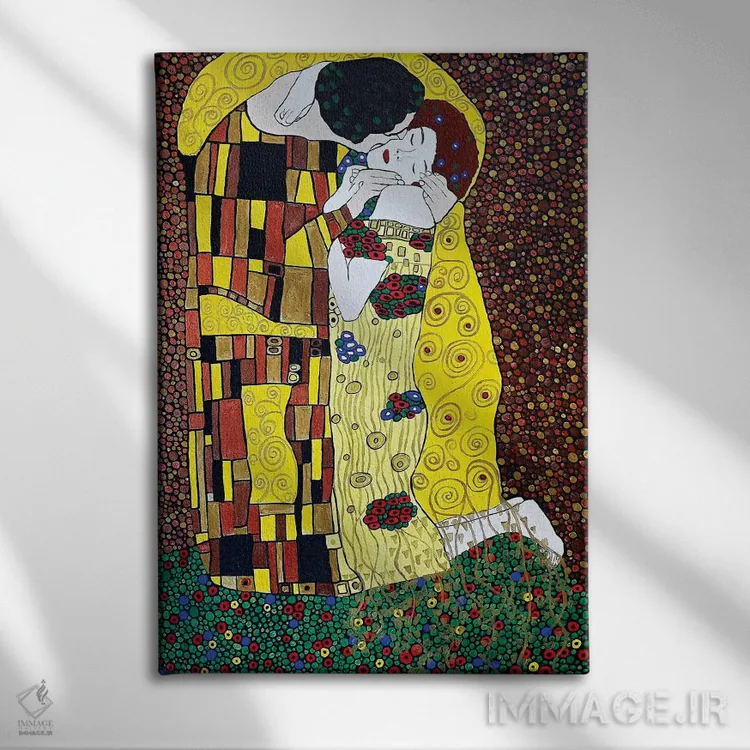 تابلو دکوراتیو بوسه اثر ریچل اولینوک - نمای روبهرو روی دیوار