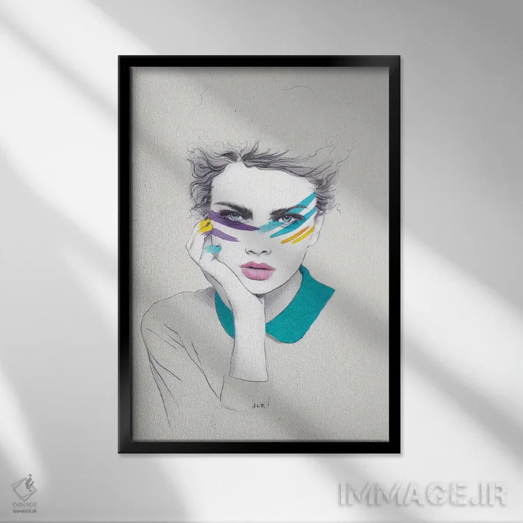 تابلو دکوراتیو سالی با رنگ جنگی اثر جنی روم - نمای قابدار مشکی