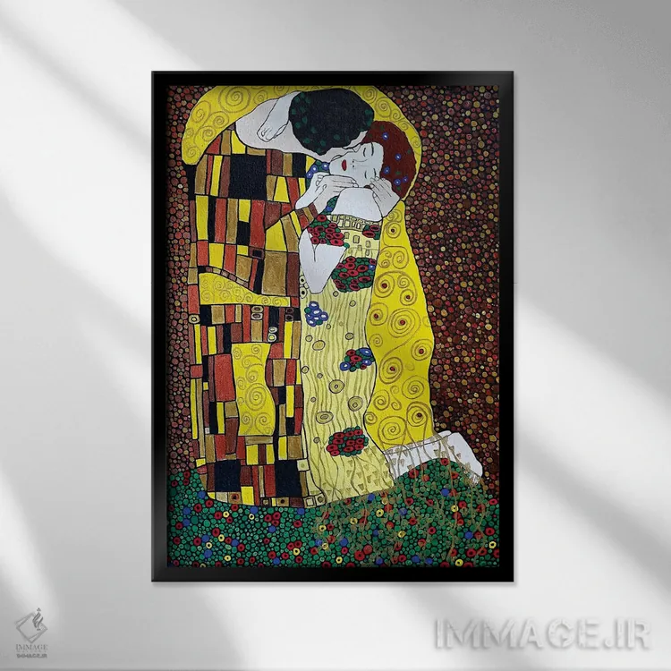 تابلو دکوراتیو بوسه اثر ریچل اولینوک - نمای قابدار مشکی