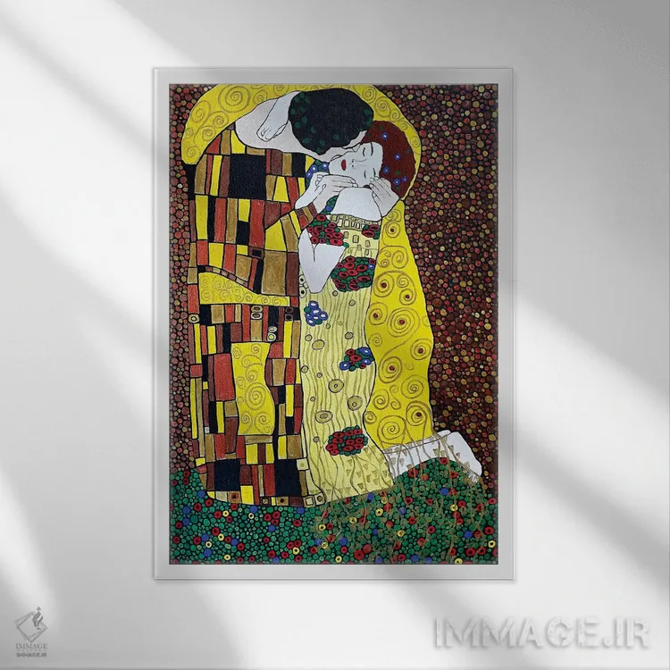 تابلو دکوراتیو بوسه اثر ریچل اولینوک - نمای قابدار سفید
