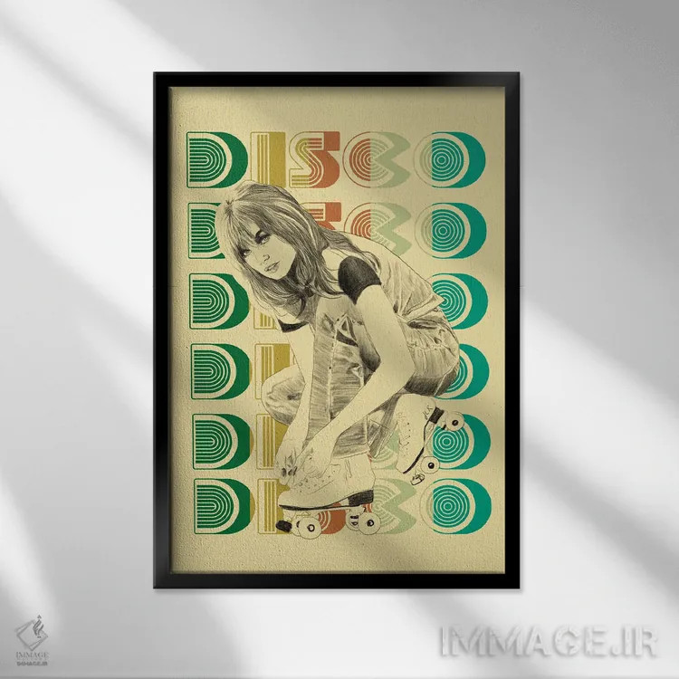 تابلو دکوراتیو نوزاد دیسکو اثر جنی روم - نمای قابدار مشکی