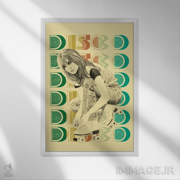 تابلو دکوراتیو نوزاد دیسکو اثر جنی روم - نمای قابدار سفید