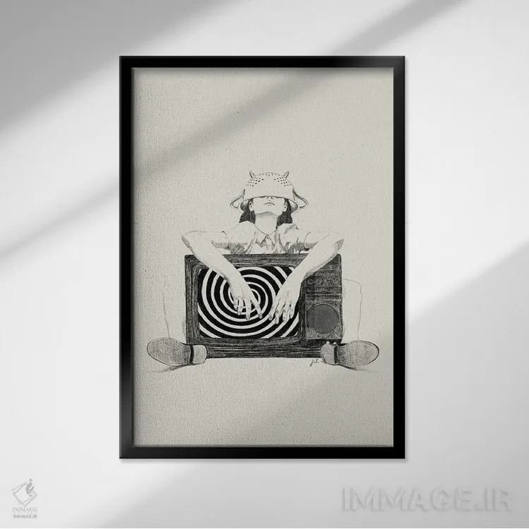 تابلو دکوراتیو جوانی هیپنوتیزم شده اثر جنی روم - نمای قابدار مشکی