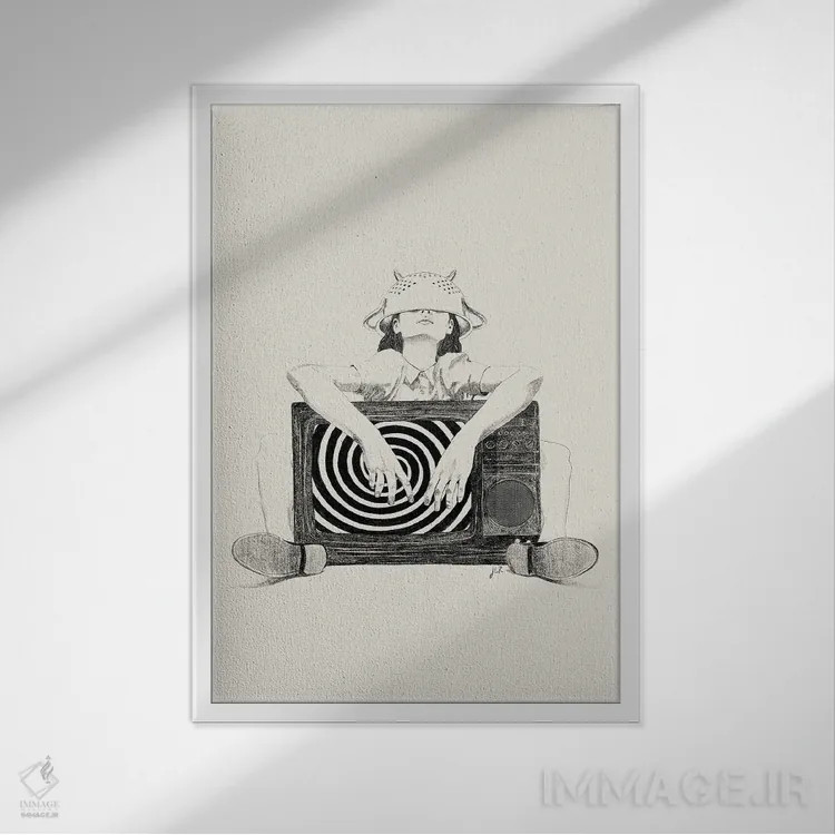 تابلو دکوراتیو جوانی هیپنوتیزم شده اثر جنی روم - نمای قابدار سفید