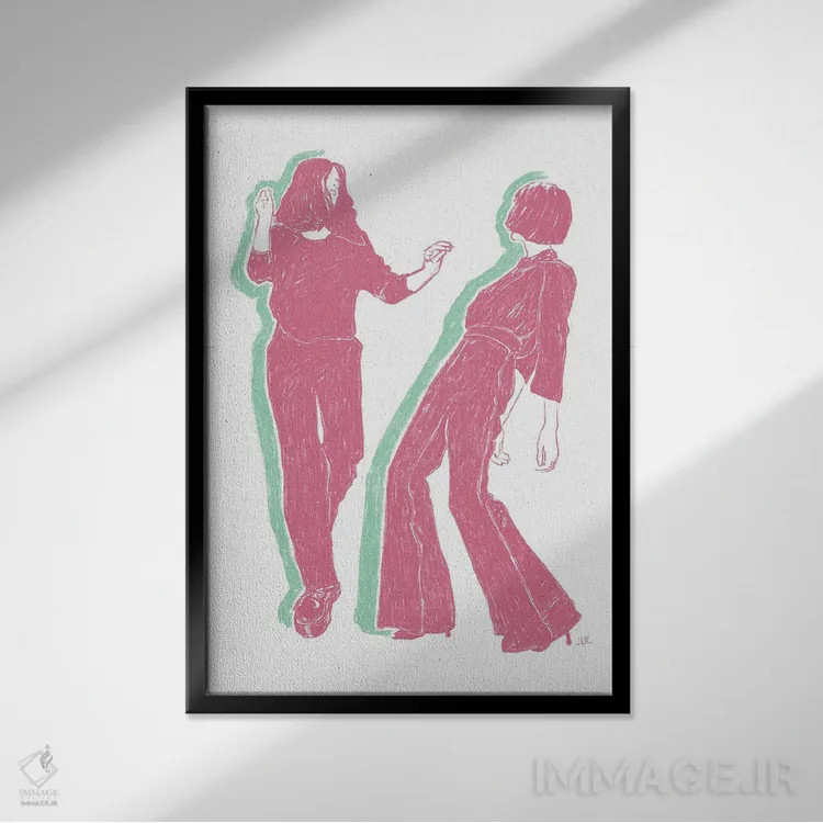 تابلو مینیمال رقص سه اثر جنی روم - نمای قابدار مشکی
