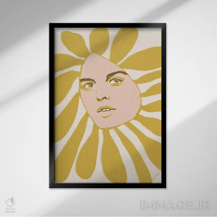 تابلو دکوراتیو سر گل یک اثر جنی روم - نمای قابدار مشکی