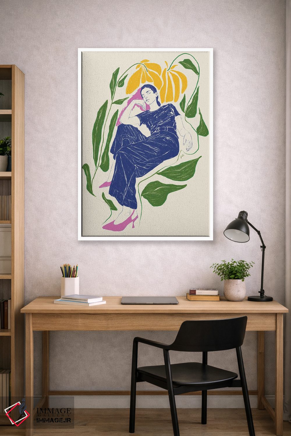 تابلو مینیمال آرامش در باغ یک اثر جنی روم - D1W