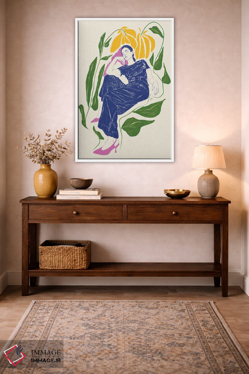 تابلو مینیمال آرامش در باغ یک اثر جنی روم - D3W