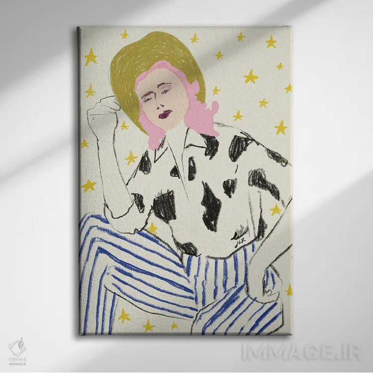تابلو دکوراتیو دختر گاوچران درون ستاره ها اثر جنی روم - نمای روبهرو روی دیوار