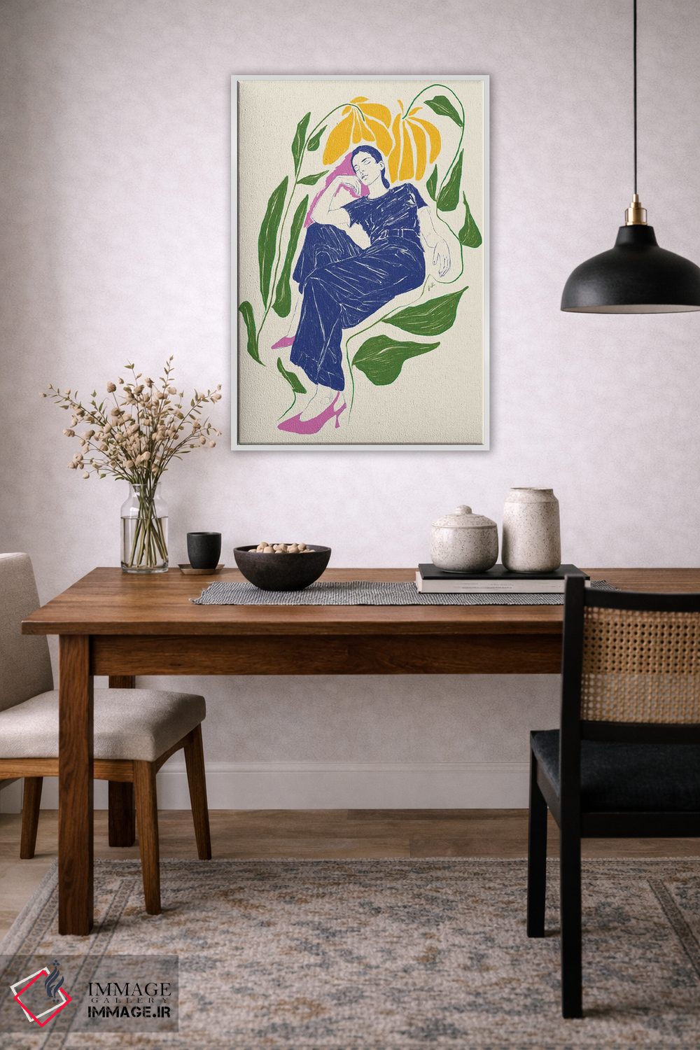 تابلو مینیمال آرامش در باغ یک اثر جنی روم - D4W