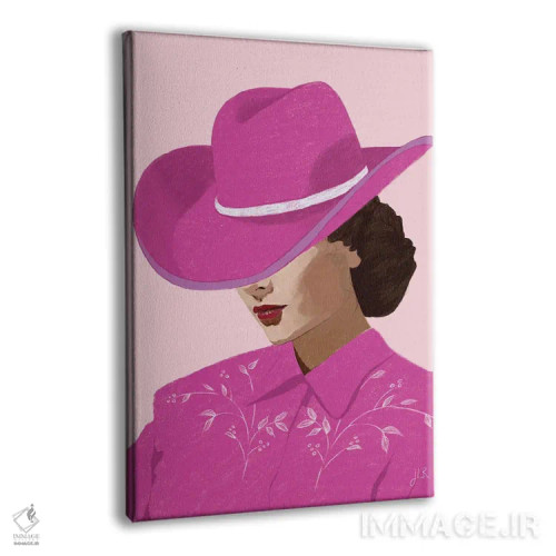 تابلو مینیمال دختر گاوچران صورتی اثر جنی روم - نمای پرسپکتیو محصول