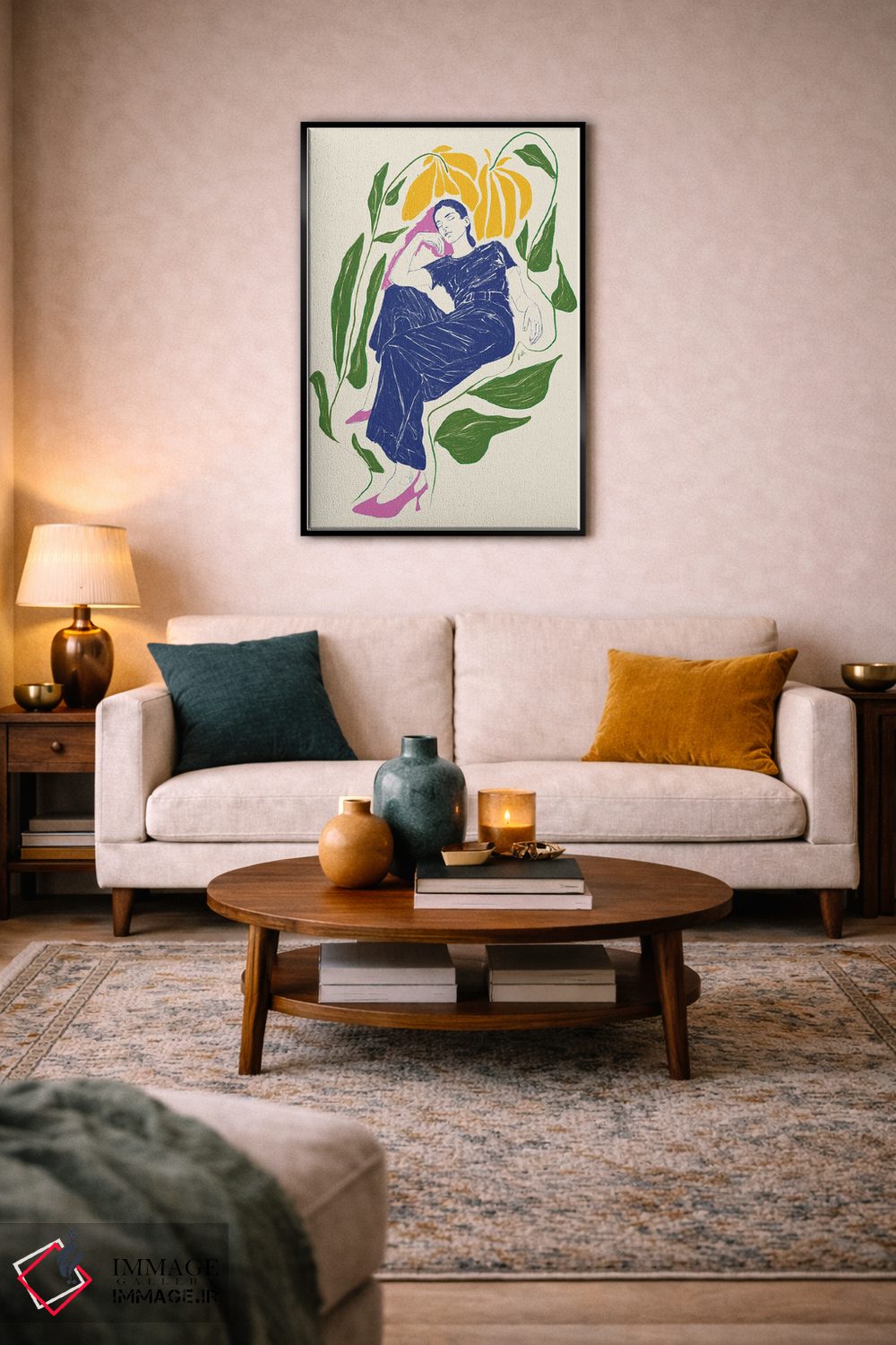 تابلو مینیمال آرامش در باغ یک اثر جنی روم - D5B