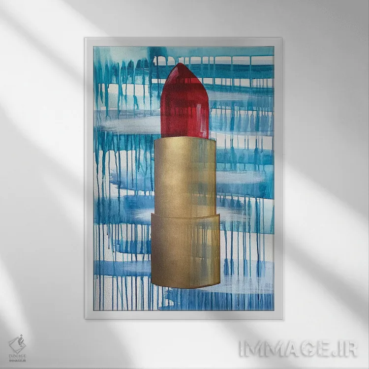 تابلو دکوراتیو رژ لب قرمز اثر رشل روس - نمای قابدار سفید