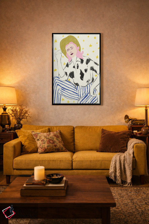 تابلو دکوراتیو دختر گاوچران درون ستاره ها اثر جنی روم - D3B
