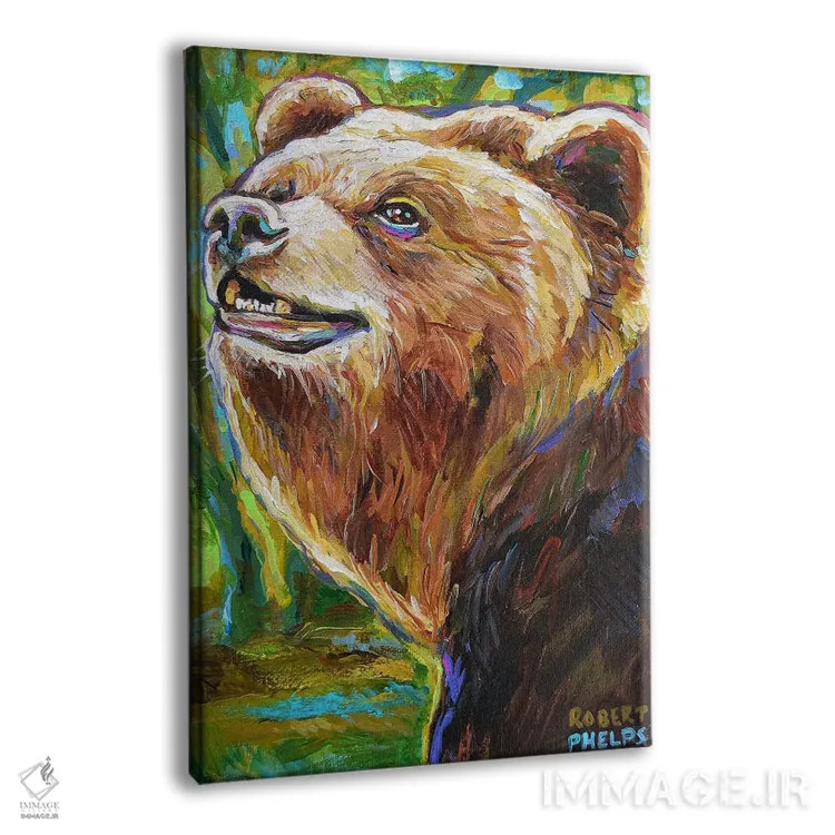 تابلو دکوراتیو خرس قهوه ای اثر رابرت فلپس - نمای پرسپکتیو محصول