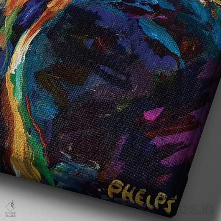 تابلو دکوراتیو جغد شاخ دار بزرگ اثر رابرت فلپس - نمای نزدیک بافت بوم