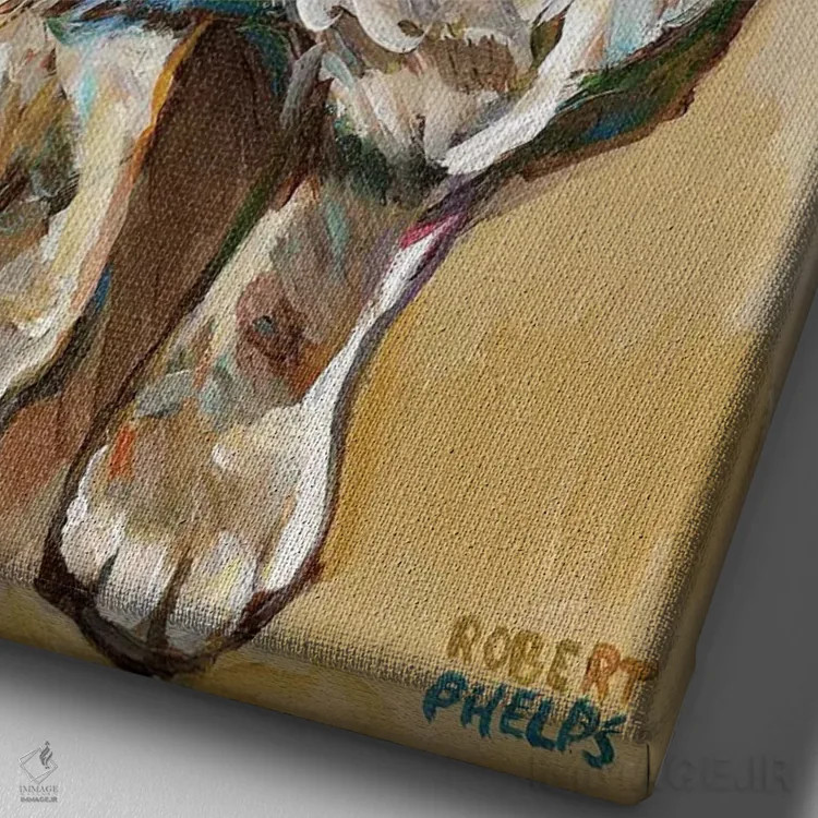 تابلو دکوراتیو لیف گربه کوچک اثر رابرت فلپس - نمای نزدیک بافت بوم