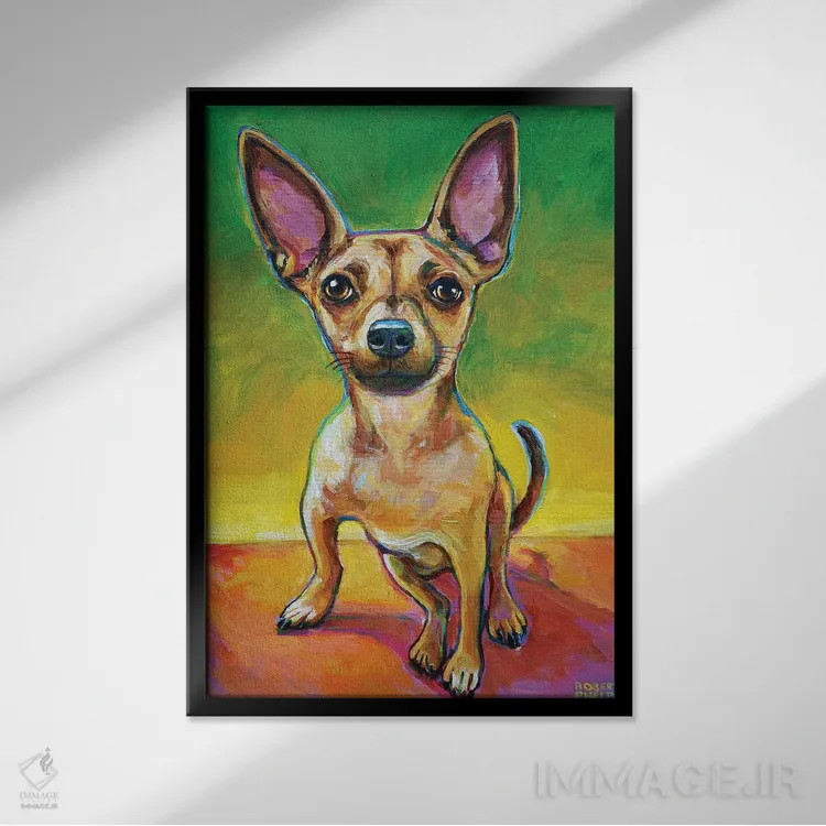 تابلو دکوراتیو اولی چیهواهوا اثر رابرت فلپس - نمای قابدار مشکی