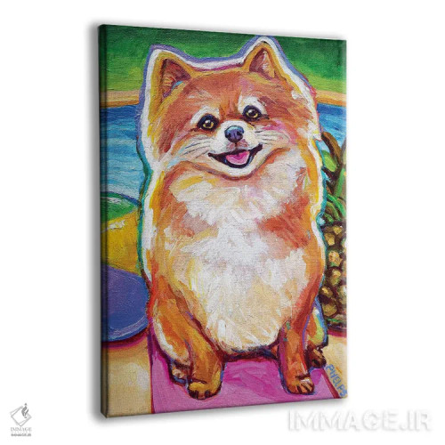 تابلو دکوراتیو توله پامرانین کنار استخر اثر رابرت فلپس - نمای پرسپکتیو محصول