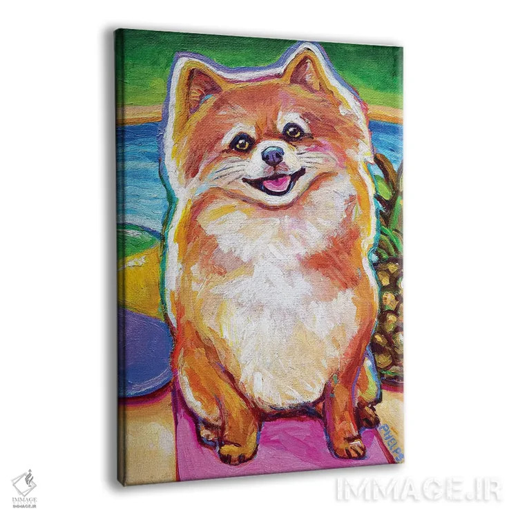 تابلو دکوراتیو توله پامرانین کنار استخر اثر رابرت فلپس - نمای پرسپکتیو محصول