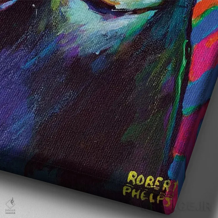 تابلو دکوراتیو داشهوند سبک پانک راک اثر رابرت فلپس - نمای نزدیک بافت بوم