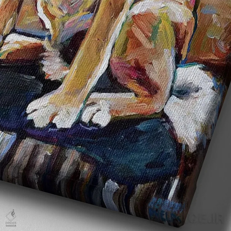 تابلو دکوراتیو شیبا اینو دورگه در جنگل اثر رابرت فلپس - نمای نزدیک بافت بوم