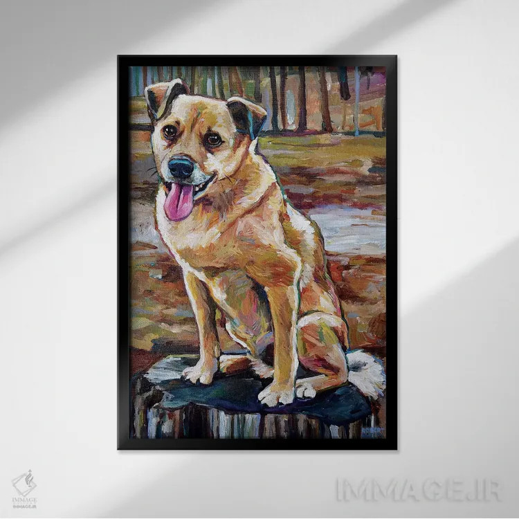 تابلو دکوراتیو شیبا اینو دورگه در جنگل اثر رابرت فلپس - نمای قابدار مشکی