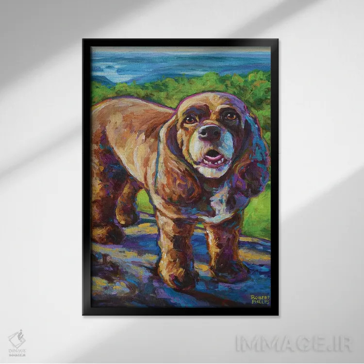 تابلو دکوراتیو اسپانیل کوهستانی اثر رابرت فلپس - نمای قابدار مشکی