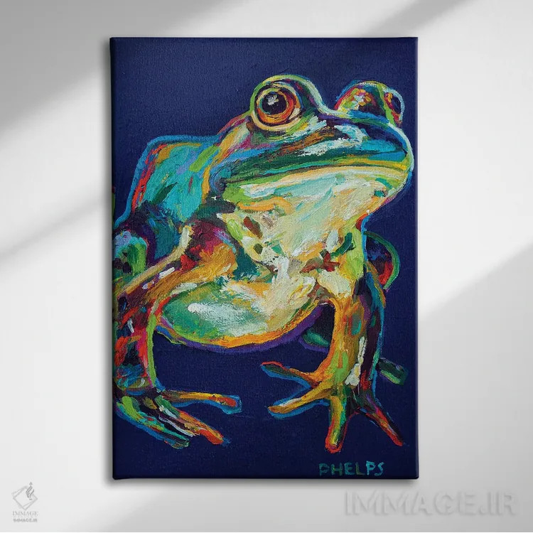 تابلو دکوراتیو قورباغه گاوی اثر رابرت فلپس - نمای روبهرو روی دیوار
