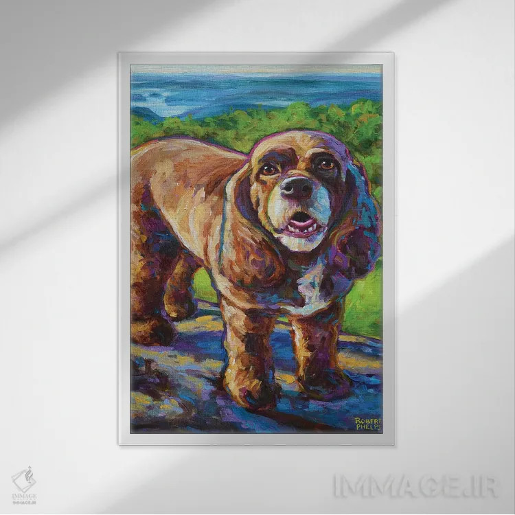 تابلو دکوراتیو اسپانیل کوهستانی اثر رابرت فلپس - نمای قابدار سفید