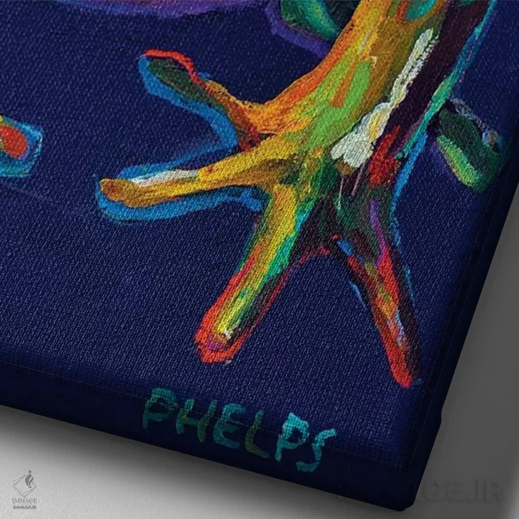 تابلو دکوراتیو قورباغه گاوی اثر رابرت فلپس - نمای نزدیک بافت بوم