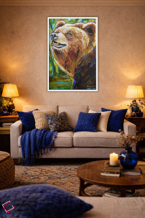 تابلو دکوراتیو خرس قهوه ای اثر رابرت فلپس - D2W