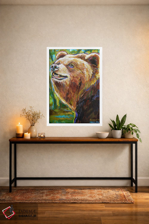 تابلو دکوراتیو خرس قهوه ای اثر رابرت فلپس - D3W