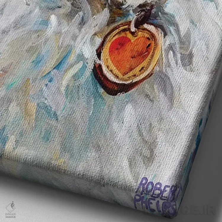 تابلو دکوراتیو آسی دودل با چشم های آبی اثر رابرت فلپس - نمای نزدیک بافت بوم