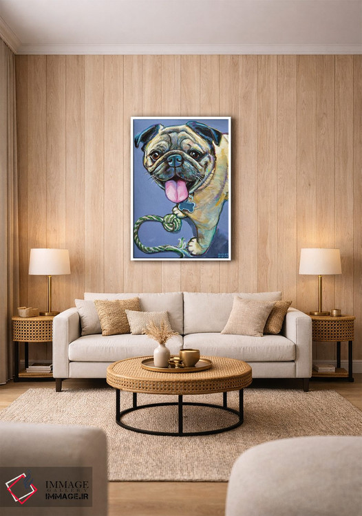 تابلو دکوراتیو پاگ خوشحال با اسباب بازی اثر رابرت فلپس - D1W