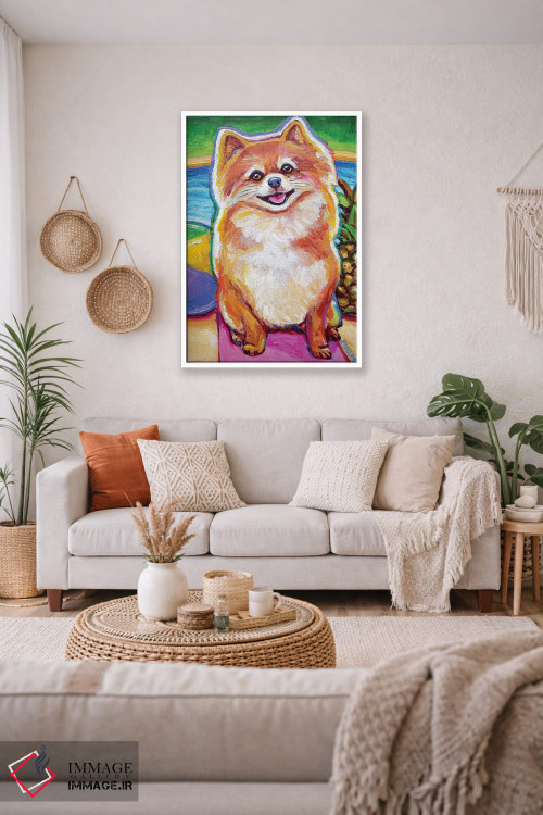 تابلو دکوراتیو توله پامرانین کنار استخر اثر رابرت فلپس - D2W