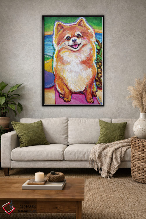 تابلو دکوراتیو توله پامرانین کنار استخر اثر رابرت فلپس - D1B