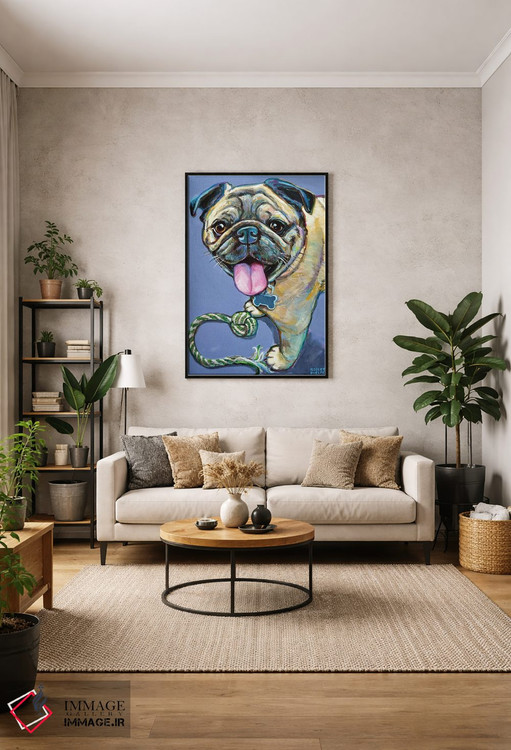 تابلو دکوراتیو پاگ خوشحال با اسباب بازی اثر رابرت فلپس - D2B