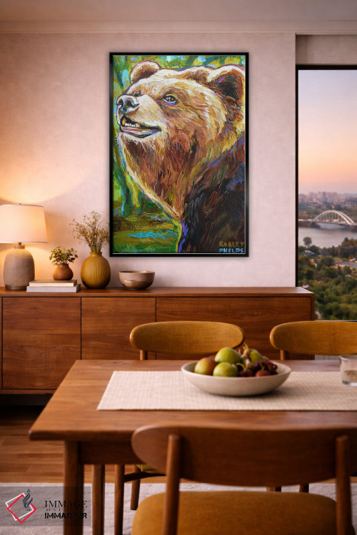 تابلو دکوراتیو خرس قهوه ای اثر رابرت فلپس - D6B