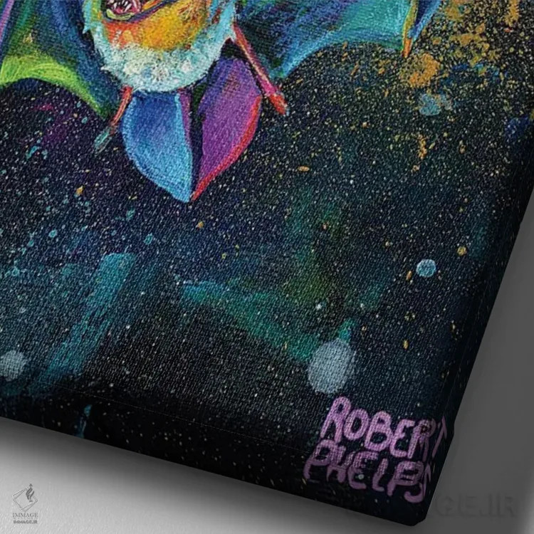 تابلو دکوراتیو خفاش ها و آسمان شب اثر رابرت فلپس - نمای نزدیک بافت بوم