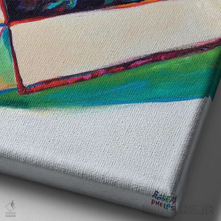 تابلو دکوراتیو گربه در جعبه اثر رابرت فلپس - نمای نزدیک بافت بوم