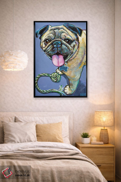 تابلو دکوراتیو پاگ خوشحال با اسباب بازی اثر رابرت فلپس - D4B